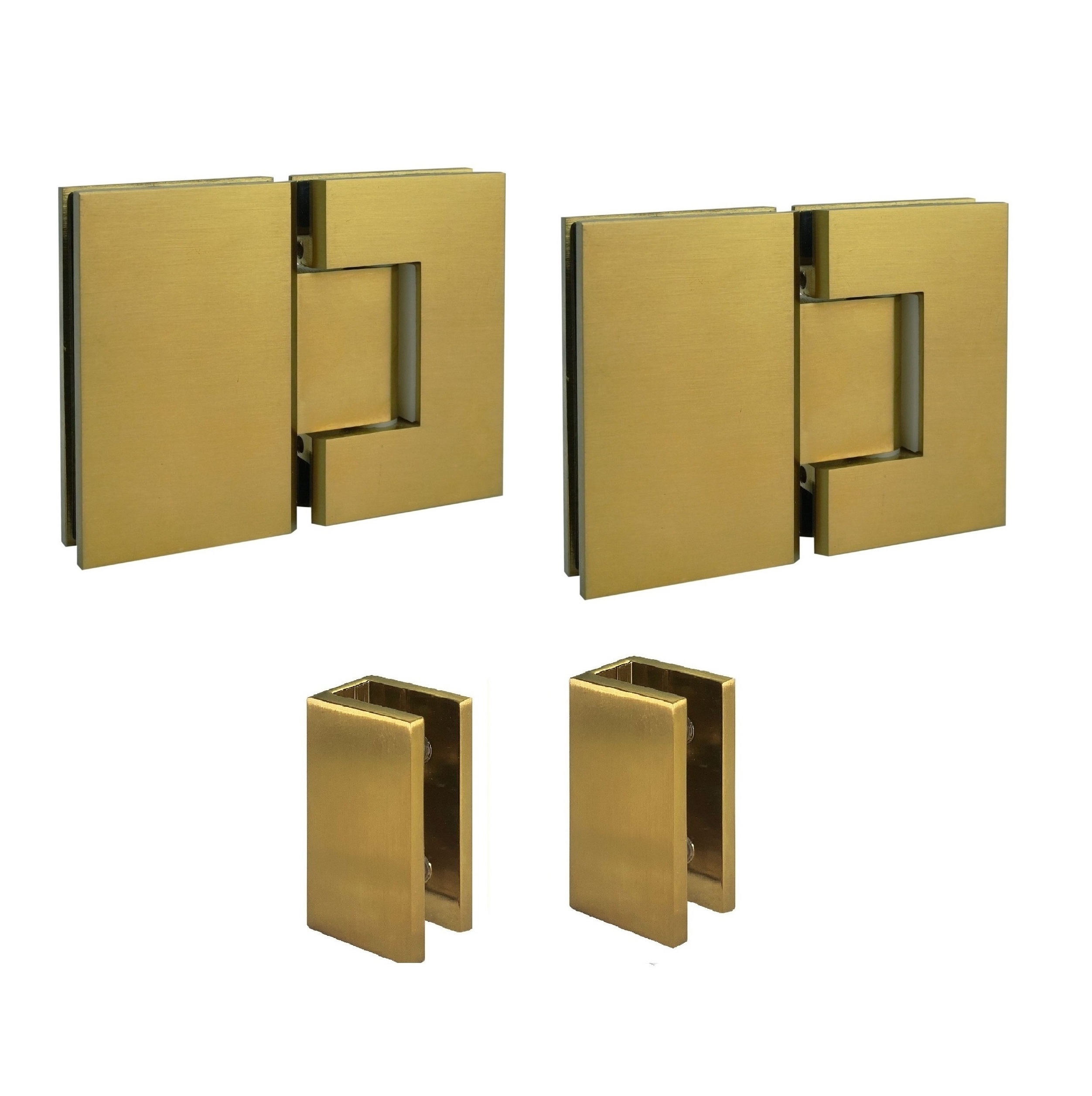 Frameless Direct - 2 PANEL A (IN-LINE) WITH BRUSHED BRASS HARDWARE