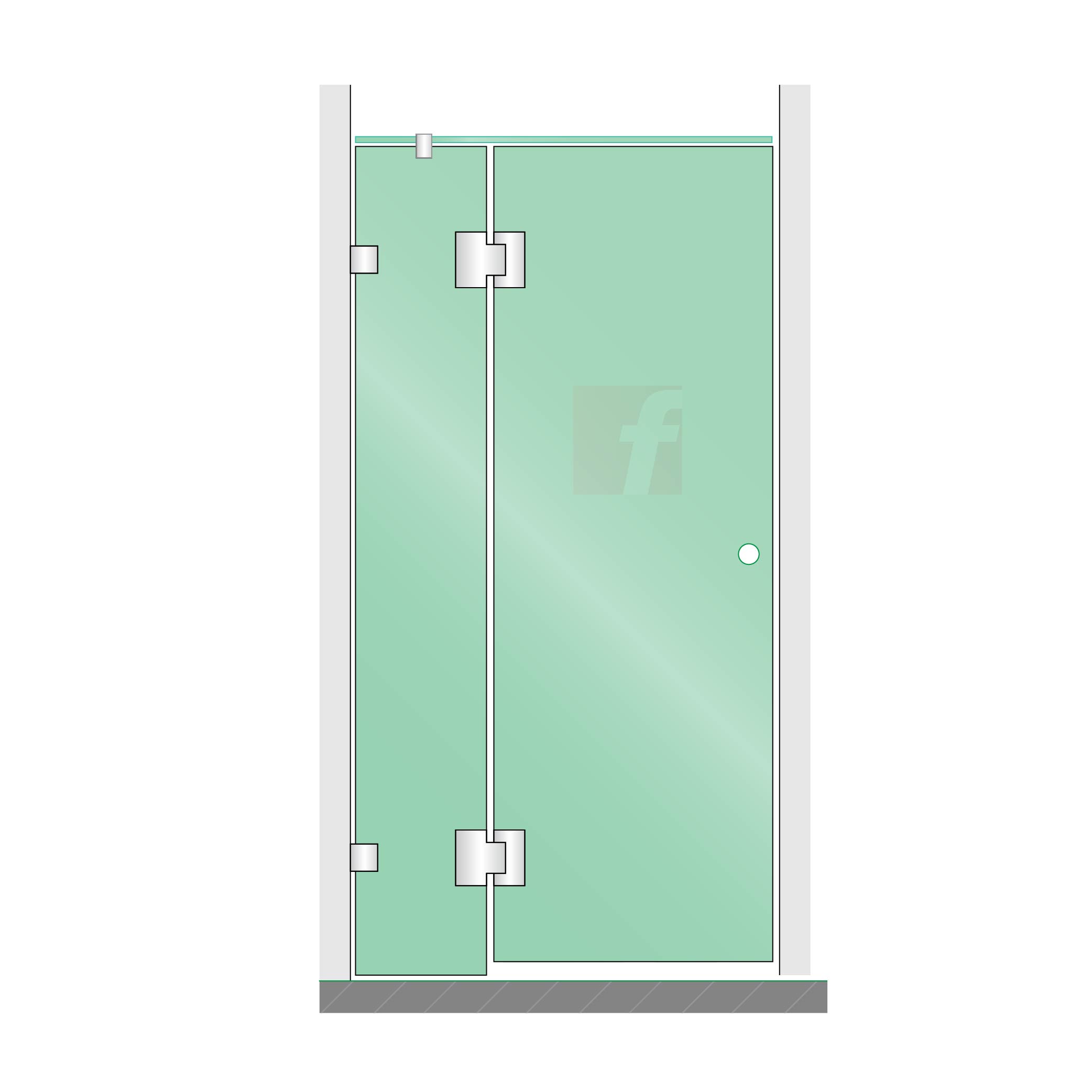 2 PANEL A (IN-LINE) CHROME WITH BEVELED EDGE HARDWARE