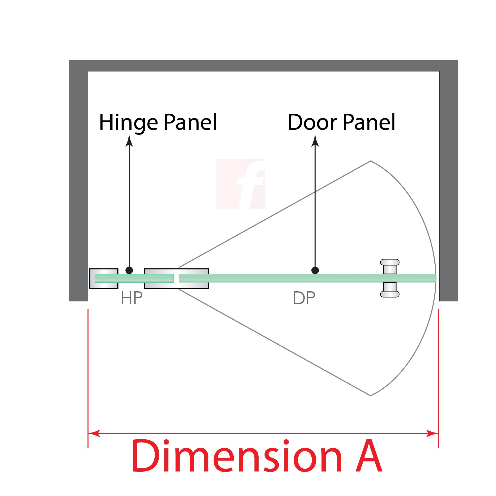 Frameless Direct - 2 PANEL A (IN-LINE) WITH MATTE BLACK HARDWARE