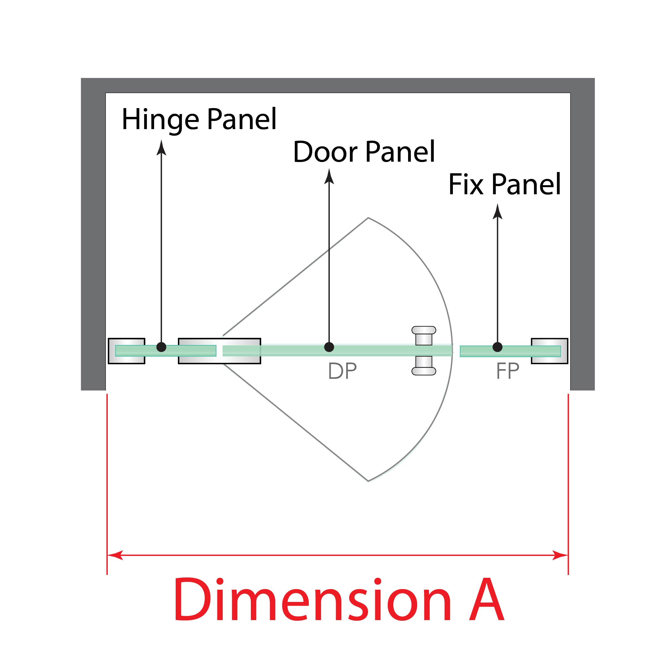 3 PANEL INLINE SCREEN WITH BRUSHED ROSE GOLD HARDWARE