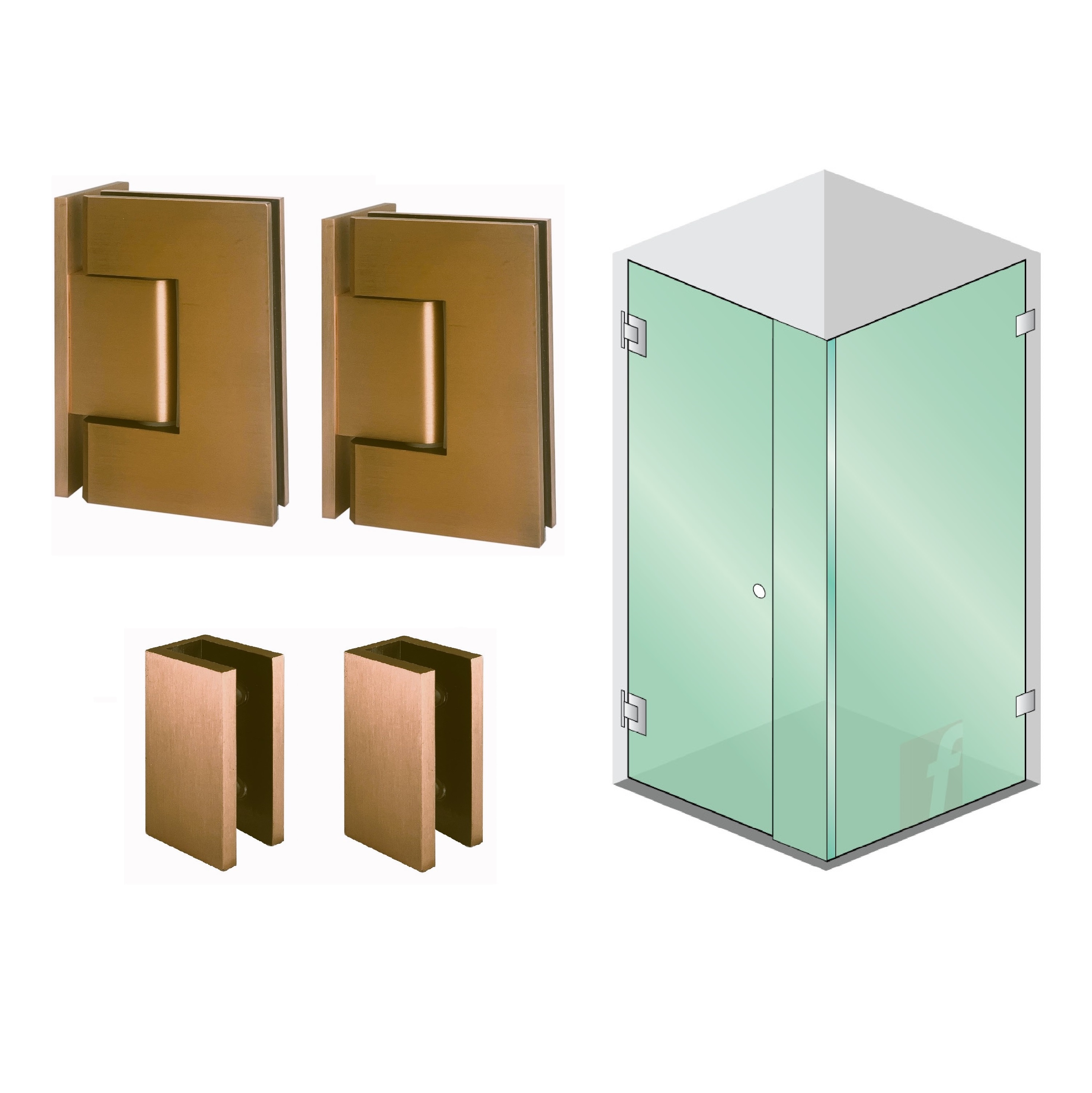 3 PANEL B CORNER SCREEN WITH BRUSHED COPPER HARDWARE