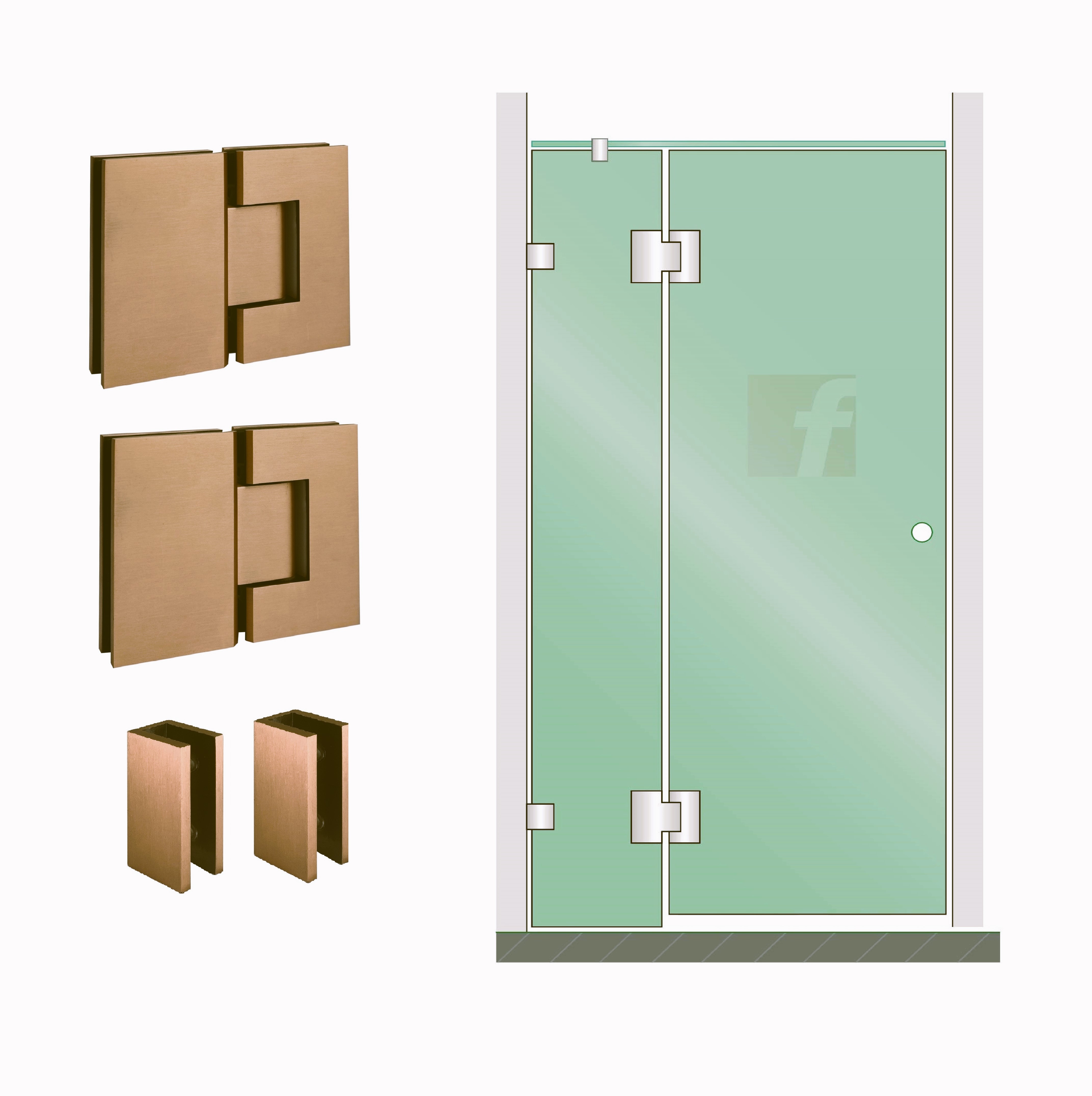 2 PANEL A (IN-LINE) WITH BRUSHED COPPER HARDWARE