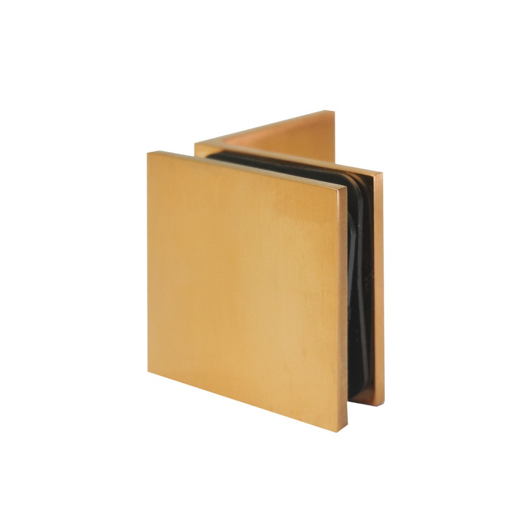 Glass to Wall/Floor 90  Bracket - Square Series (Brushed Rose Gold)