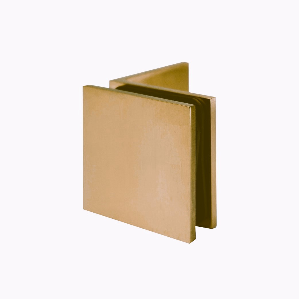 Glass to Wall/Floor 90  Bracket - Square Series (Brushed Copper)